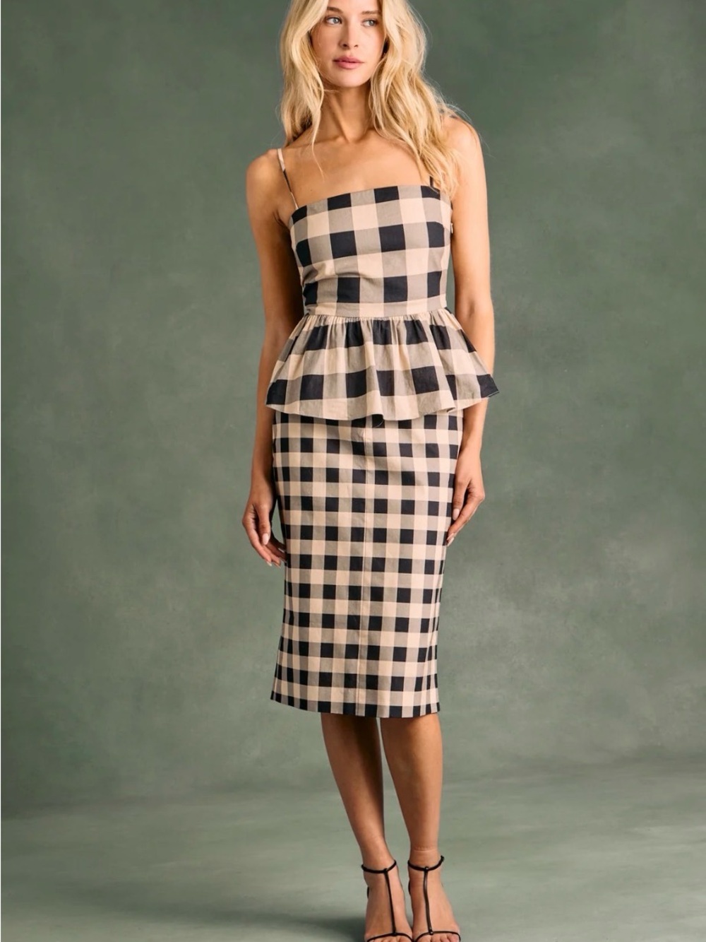 NWT SER.O.YA Ara Linen Gingham Top & Skirt Set – Neutral Plaid – Size S